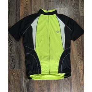 Canari Mens XL Cycling Jersey Neon Yellow Black Full Zip Short Sleeve Bike Shirt
